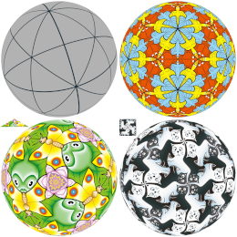 Visualization of Escher-like Kaleidoscopic Spherical Patterns of Regular Polyhedron Symmetry